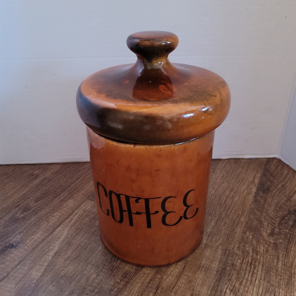 Mid Century Modern Coffee Canister Jar Container brown Vintage home kitchen deco